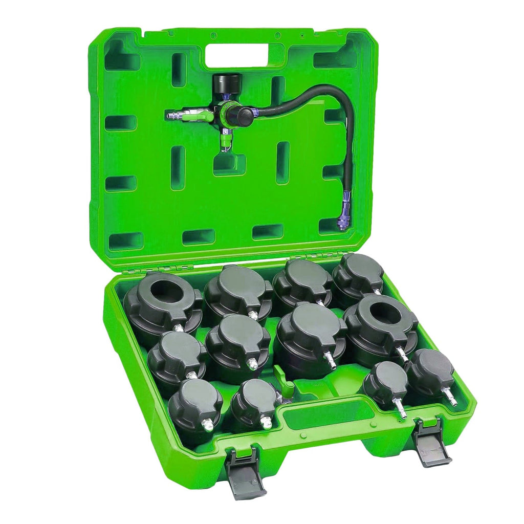 ONI775C 14-Piece Boost Leak Tester Kit W/ 0–6 Bar Gauge For Turbo & Intercooler Hoses 46–100mm (WL14 style)