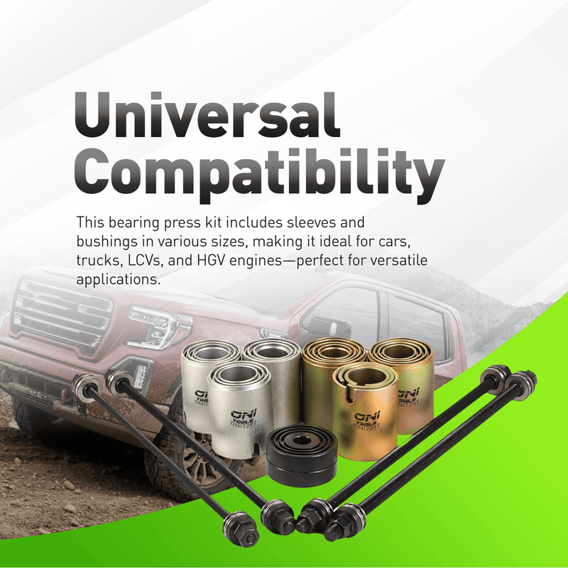 26-Piece Press & Pull Sleeve Kit For Bushings Bearings Seals on Cars LCV HGV (34–72 mm, M10–M16)