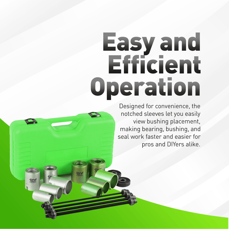 26-Piece Press & Pull Sleeve Kit For Bushings Bearings Seals on Cars LCV HGV (34–72 mm, M10–M16)