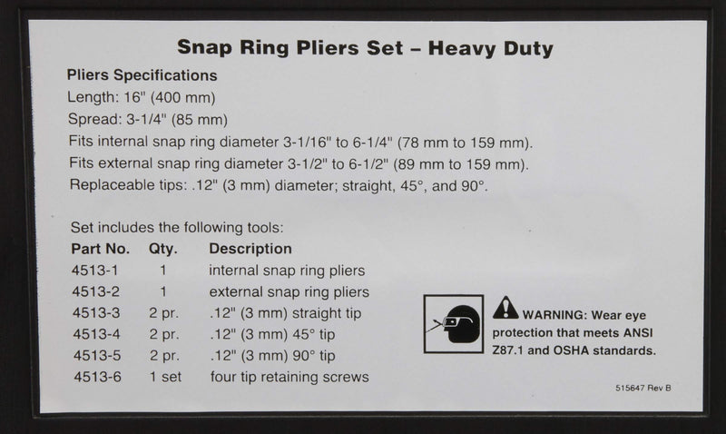 Heavy Duty Snap Ring Pliers