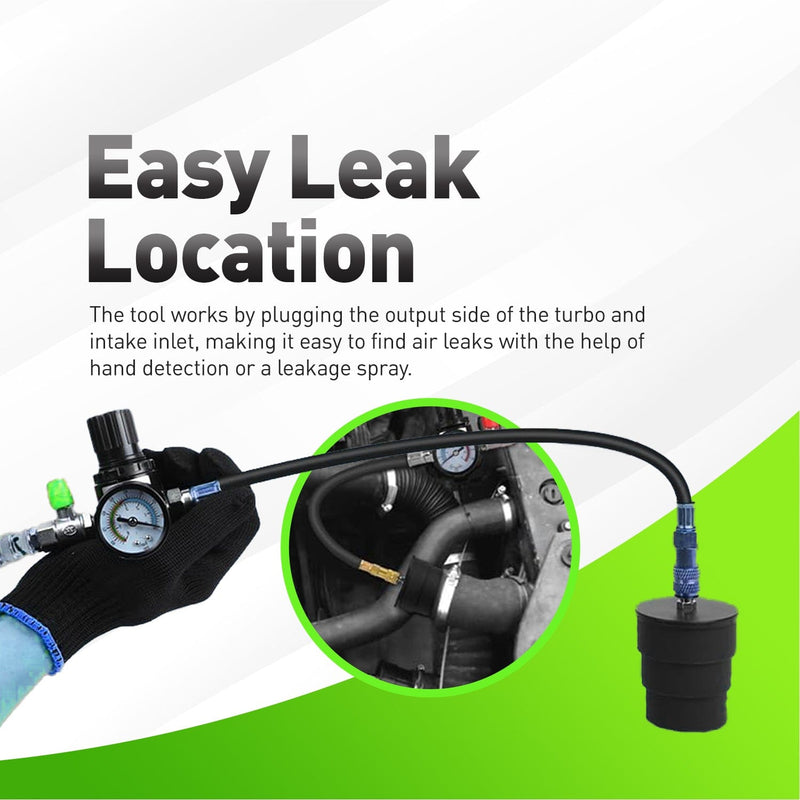Universal Turbo Boost Leak Tester Kit, 9-Piece (35–90 mm) For Turbocharged Cars & Light Trucks Alt