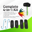 Ratcheting Brake Caliper Press Tool Set For Single–6 Piston Disc Brake Calipers (360° Piston Spreader + Plates + Hanger Hooks + Lining Gauge) Alt