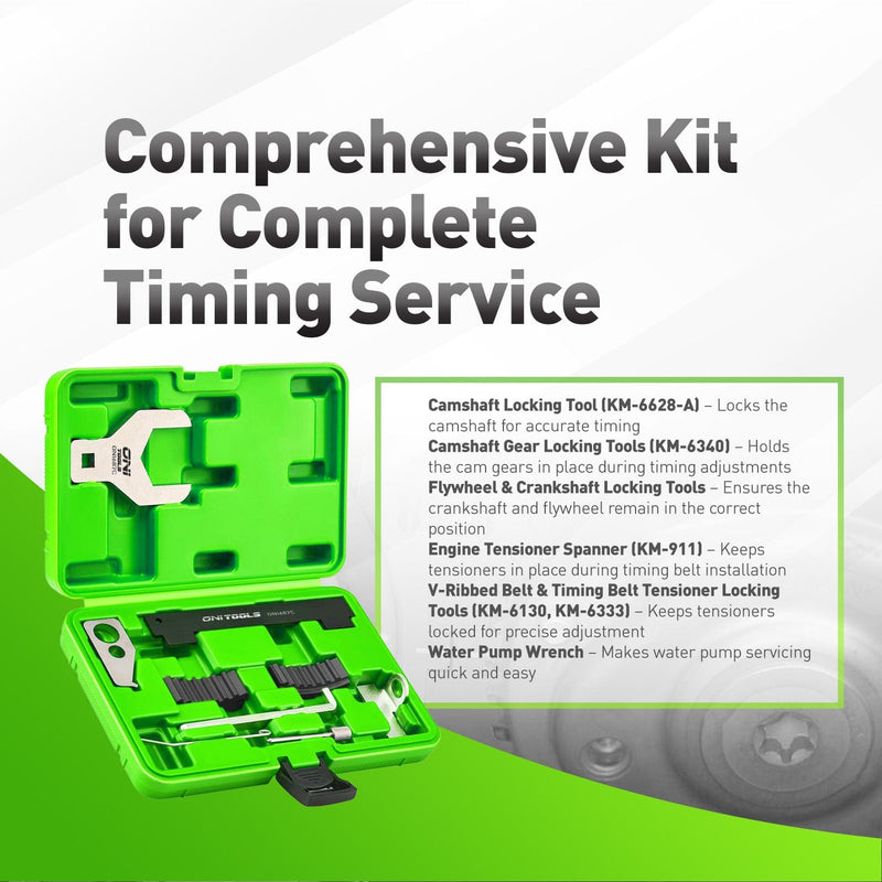 KM-6340, KM-6628, 4161 Alt to Engine Timing Tool Kit For GM 1.4L–1.8L 16V Engines