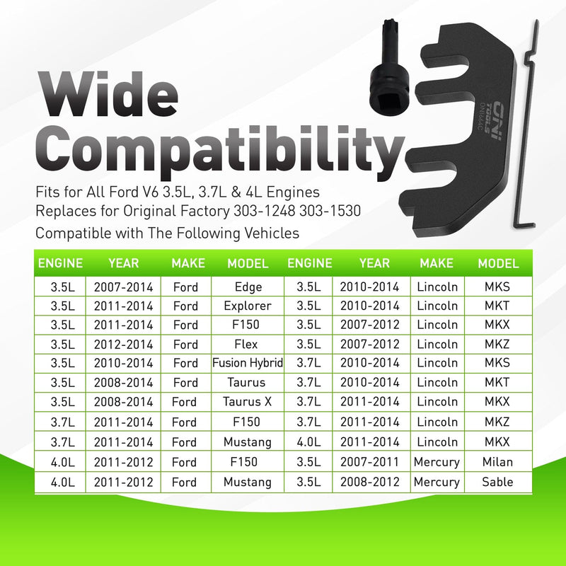 303-1248, 303-1530 Camshaft Holding & Chain Tensioner with Socket Tool Kit for Ford 3.5L 3.7L 4.0L 4V Engines Alt