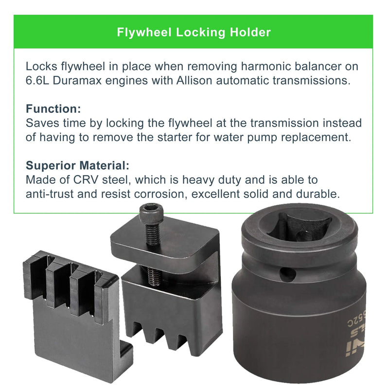 Flywheel Locking Tool for 6.6L Duramax with 36mm 3/4'' Socket Compatibility for 2500 3500 4500 and 5500 22100 Alternative