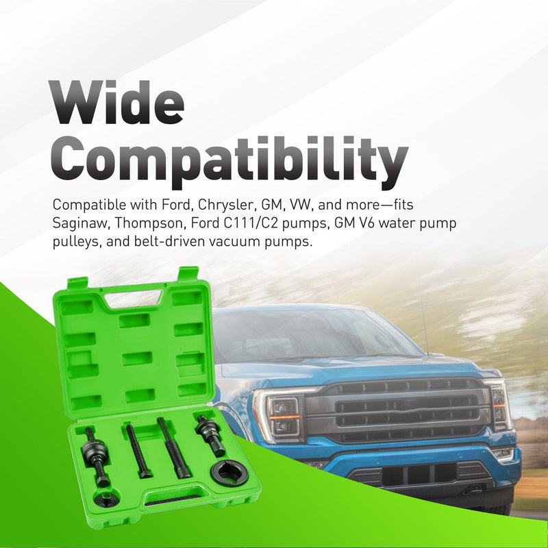 Power Steering Pump Pulley Puller & Installer Set (7pc) For Ford GM Chrysler VW Pressed-On Pump Pulleys OTC 4530 Alt