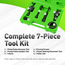 Power Steering Pump Pulley Puller & Installer Set (7pc) For Ford GM Chrysler VW Pressed-On Pump Pulleys OTC 4530 Alt