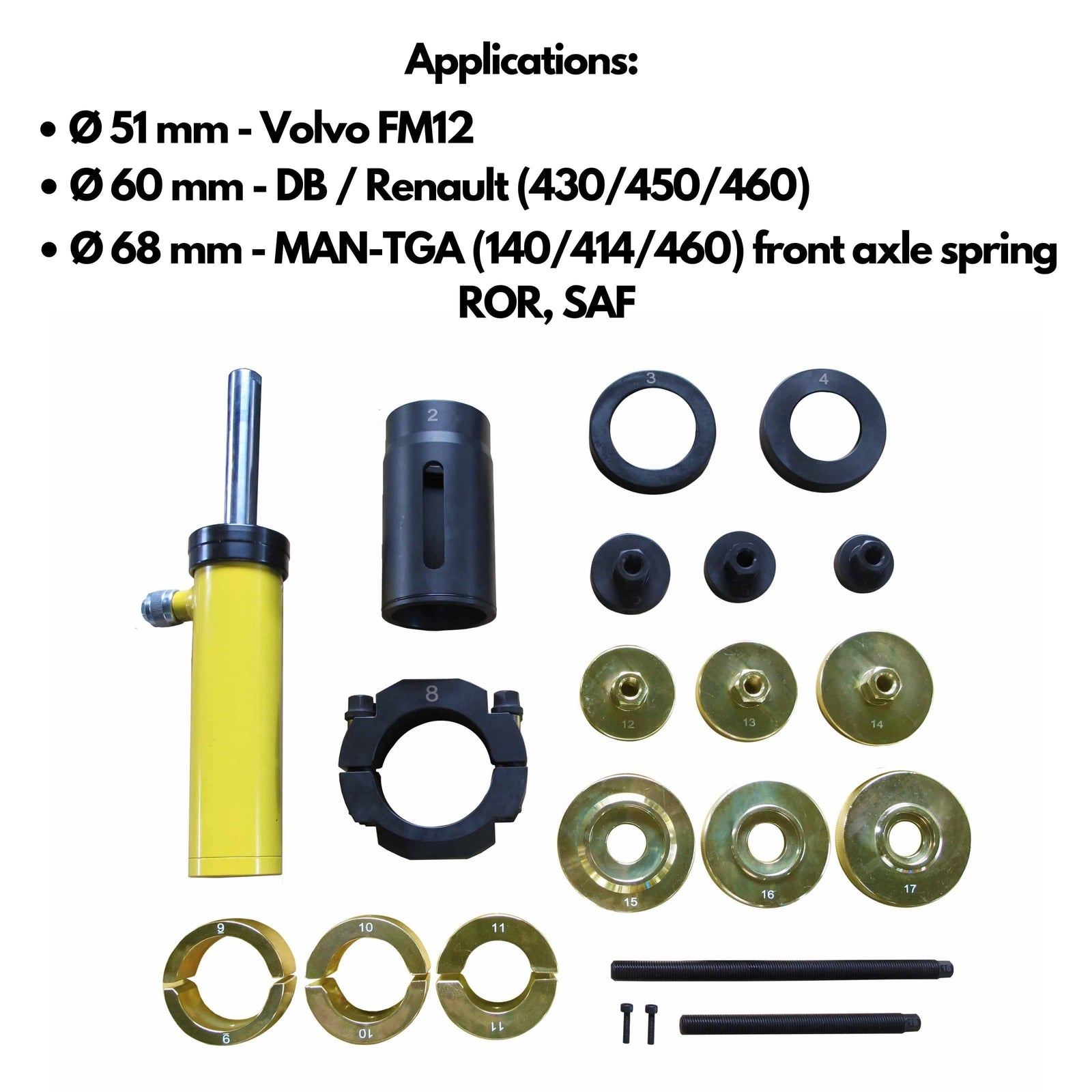 Volvo & Mack Spring Pin Metal Suspension Bushing Remover/Installer Kit